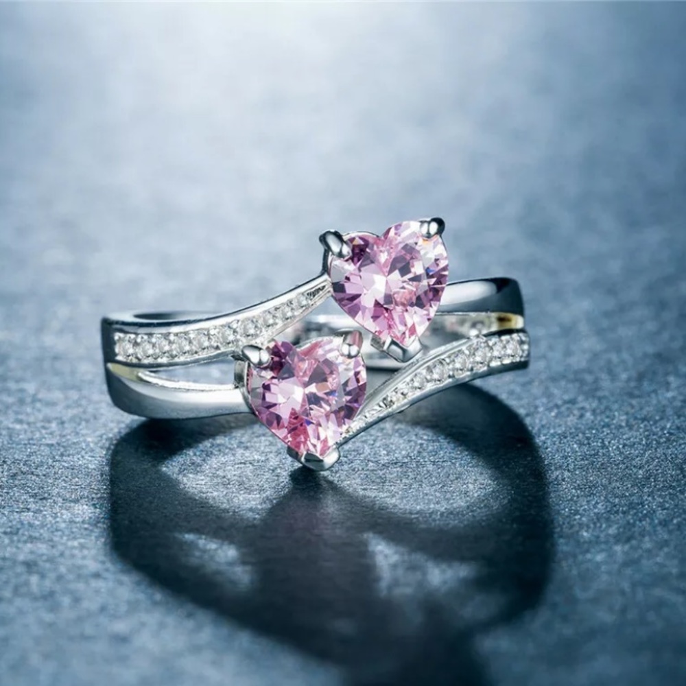 NEW Pink Sapphire Heart To Heart Size 8